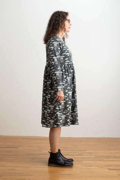 Copenhagen Dress - Aliens Charcoal