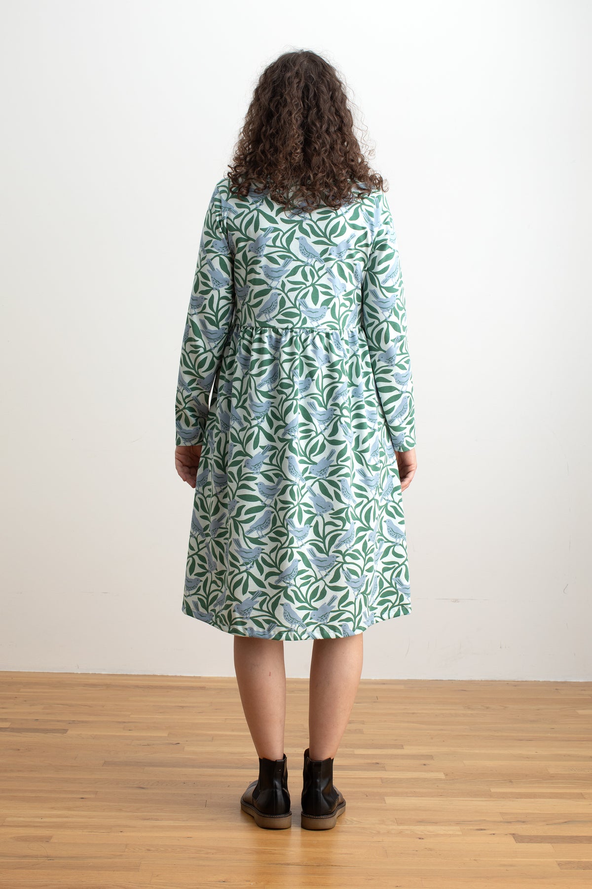 Copenhagen Dress - Birds on Branches Blue & Green