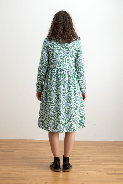 Copenhagen Dress - Birds on Branches Blue & Green