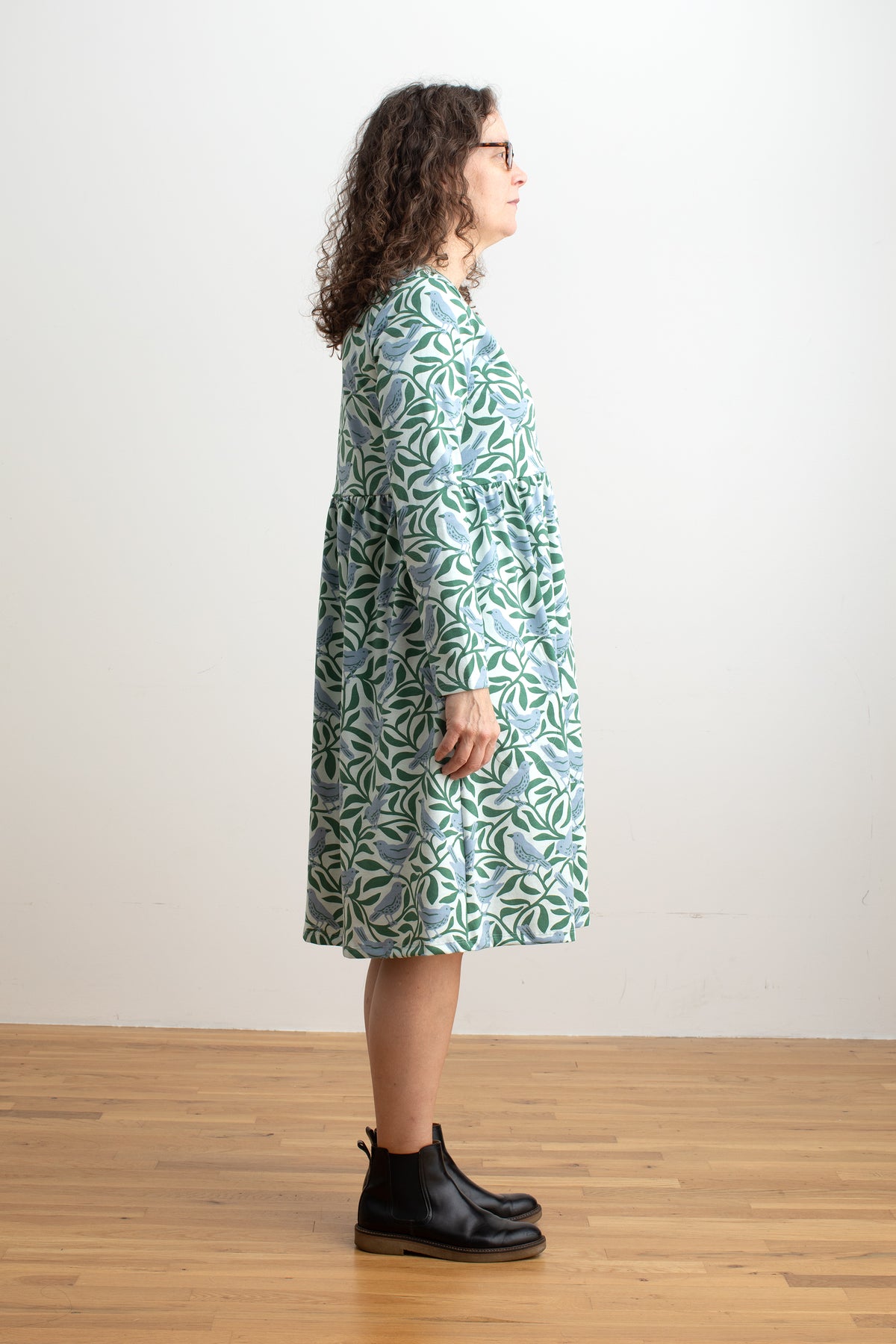 Copenhagen Dress - Birds on Branches Blue & Green