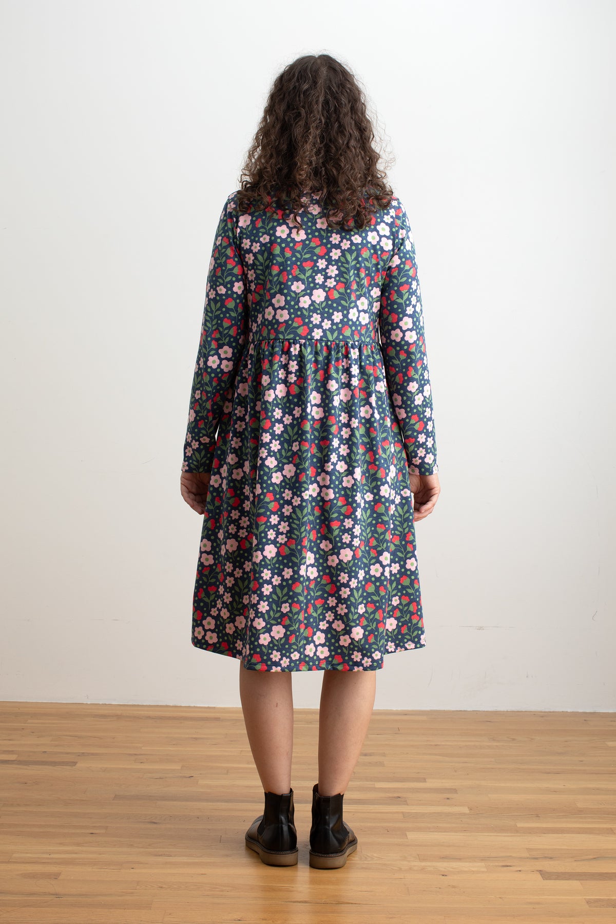 Copenhagen Dress - Garden Blooms Navy & Pink