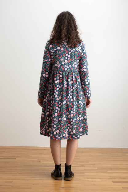 Copenhagen Dress - Garden Blooms Navy & Pink