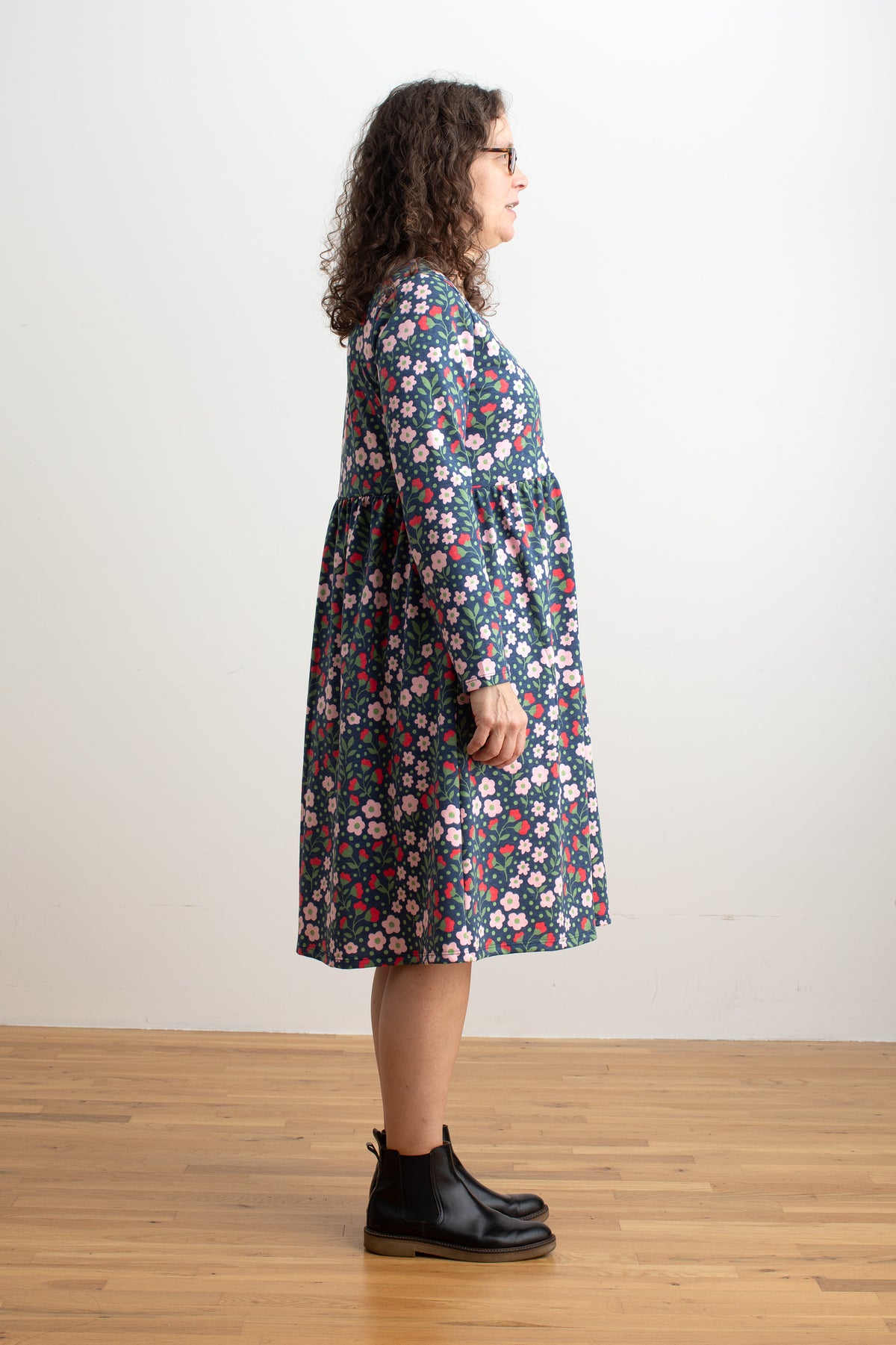 Copenhagen Dress - Garden Blooms Navy & Pink