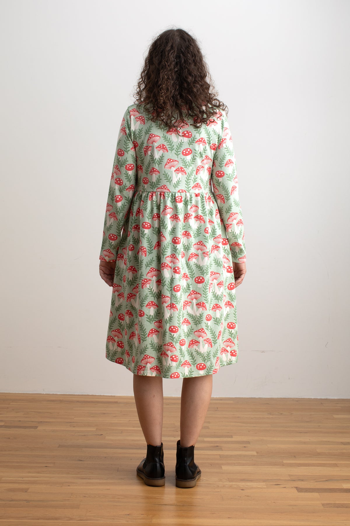 Copenhagen Dress - Toadstools Green & Red