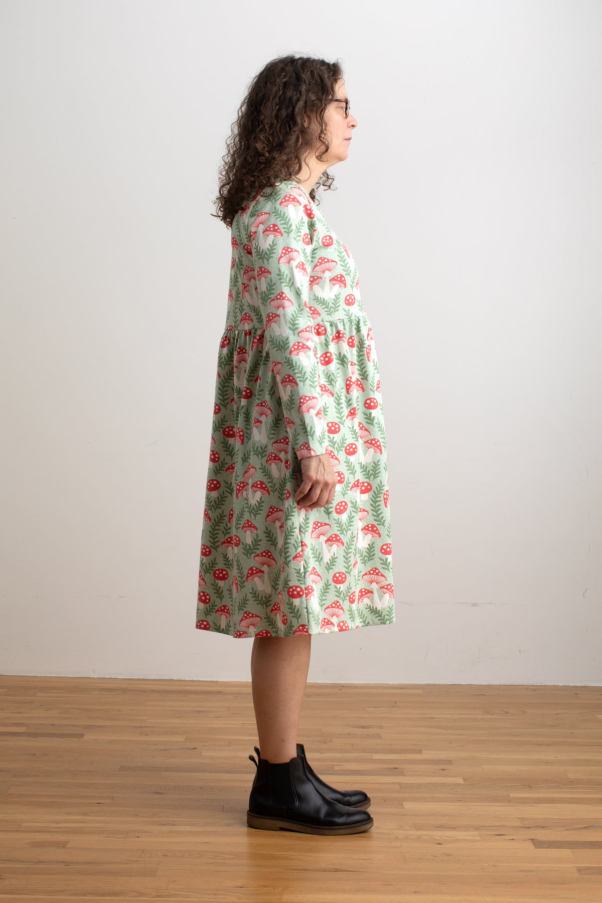 Copenhagen Dress - Toadstools Green & Red