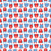 Fitted Crib Sheet - Furry Friends Red & Blue