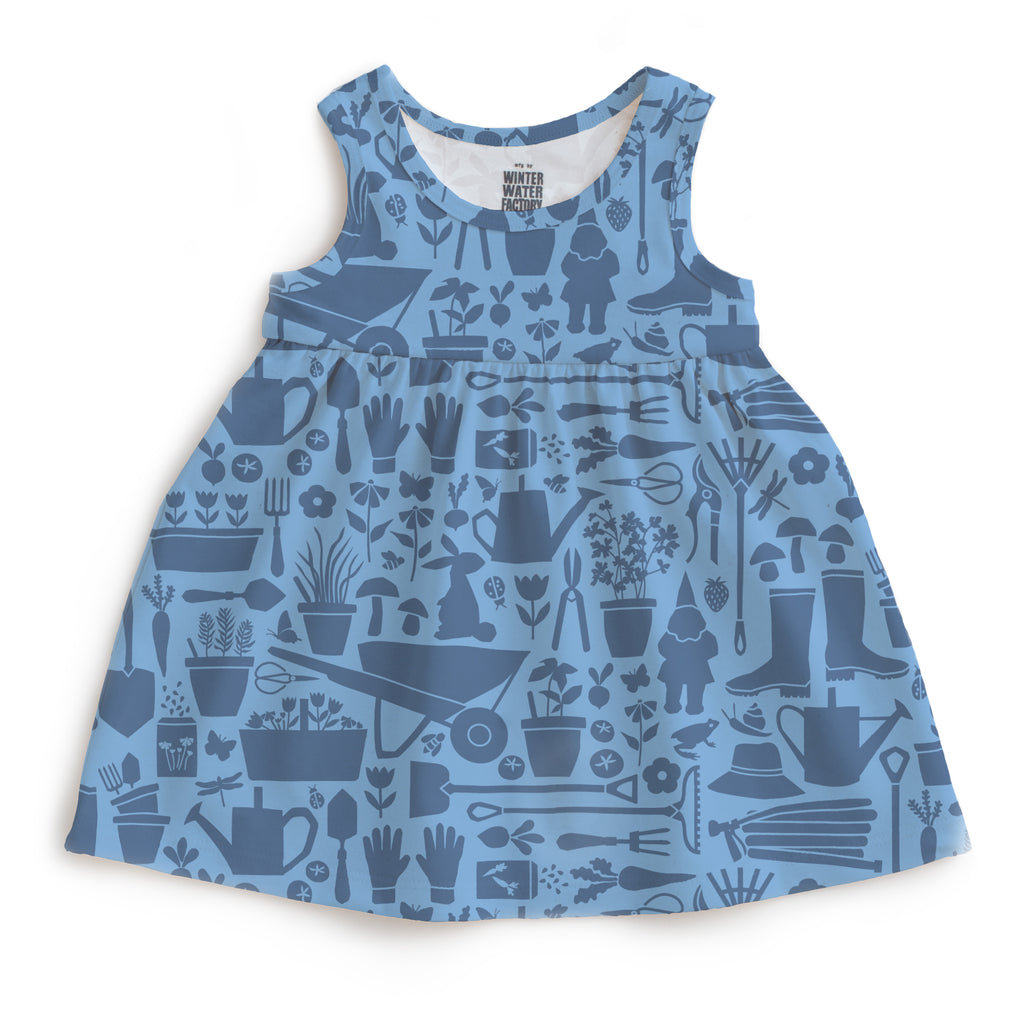 Alna Baby Dress - Garden Tools Blue