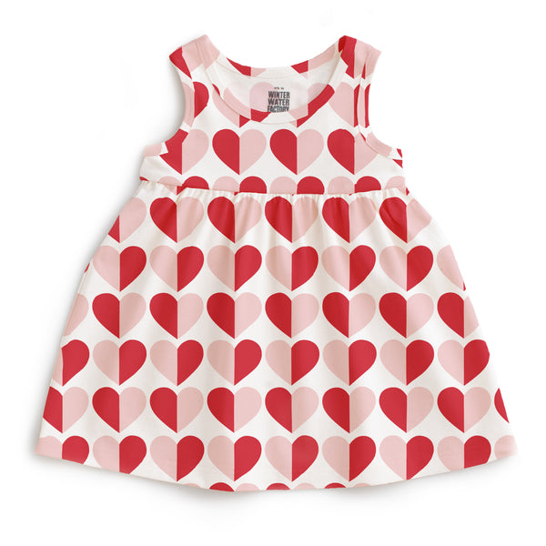 Alna Baby Dress - Hearts Red & Pink