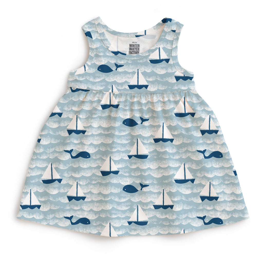 Alna Baby Dress - Sailboats Ocean Blue & Navy