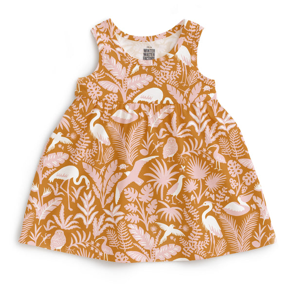 Alna Baby Dress - Tropical Birds Gold