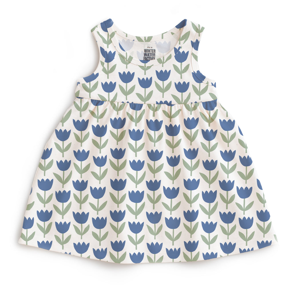 Alna Baby Dress - Tulips Blue