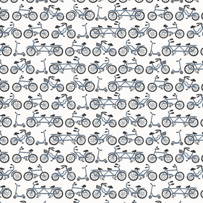 Long-Sleeve Snapsuit - Bikes Slate Blue