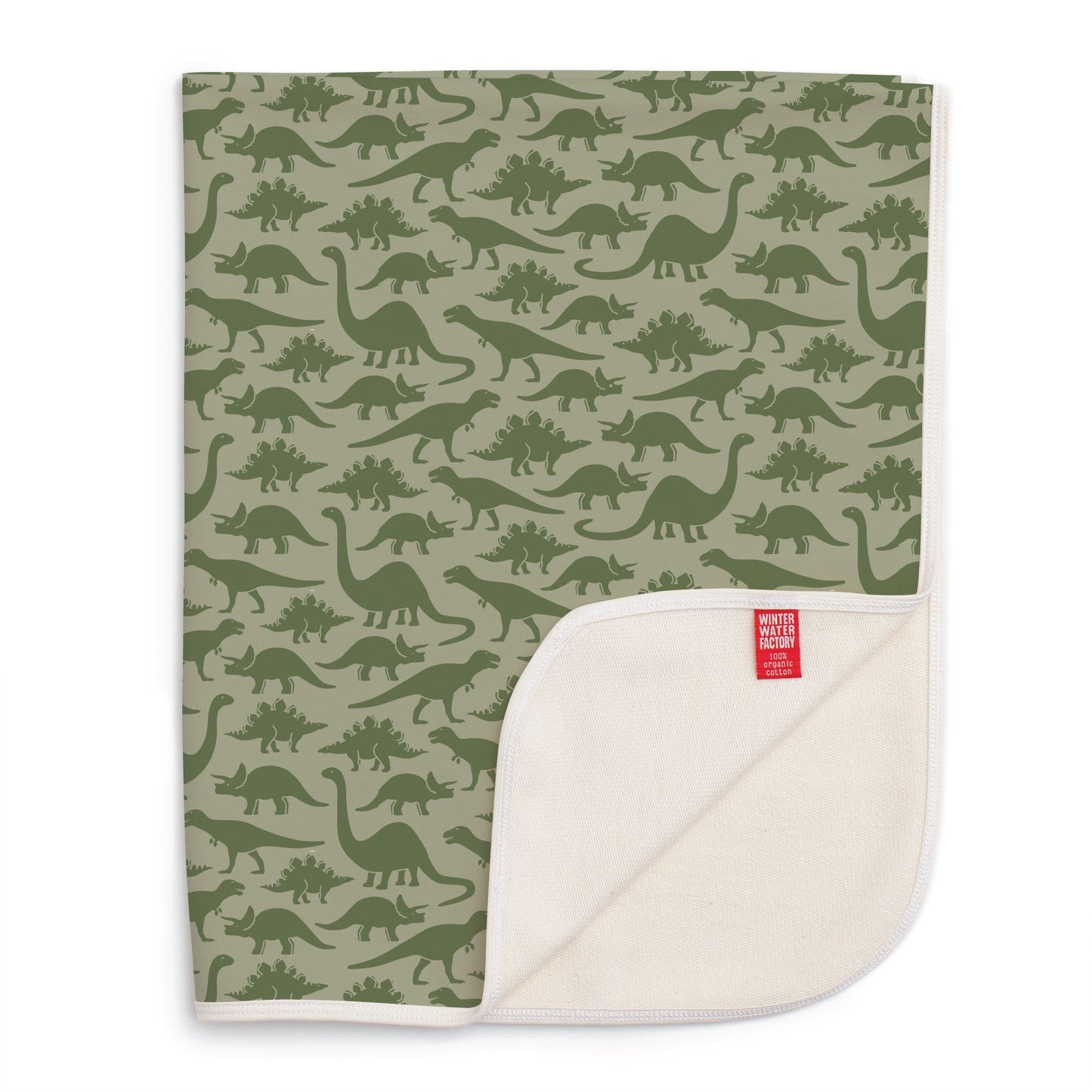 French Terry Blanket - Dinosaurs Sage