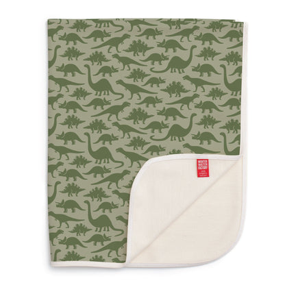 French Terry Blanket - Dinosaurs Sage