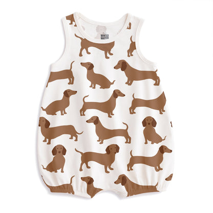 Bubble Romper - Dachshunds Brown
