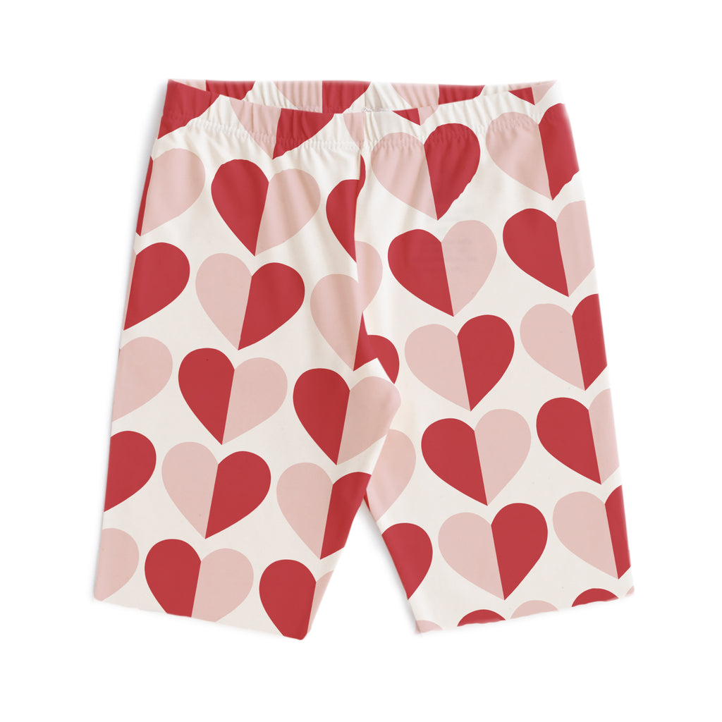 Bike Shorts - Hearts Red & Pink