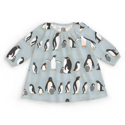 Cedar Baby Dress - Penguins Pale Blue