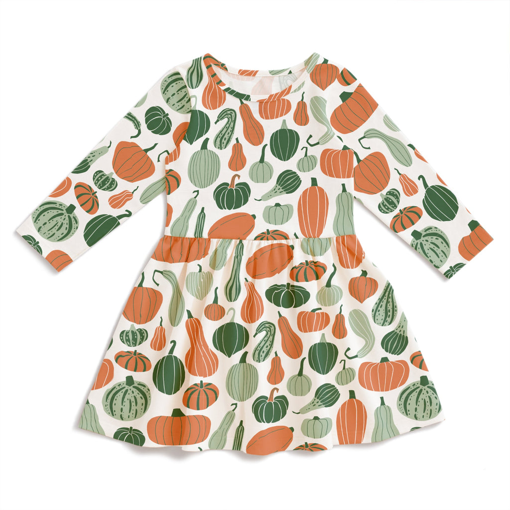 Calgary Dress - Gourds & Pumpkins Green & Orange