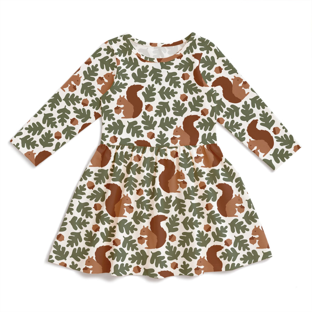 Calgary Dress - Squirrels Forest Green