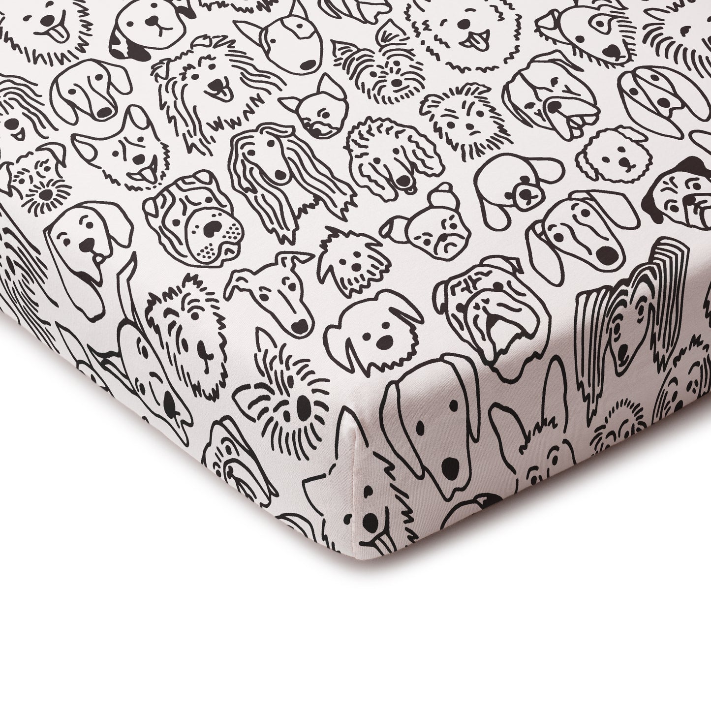 Fitted Crib Sheet - Dogs Black