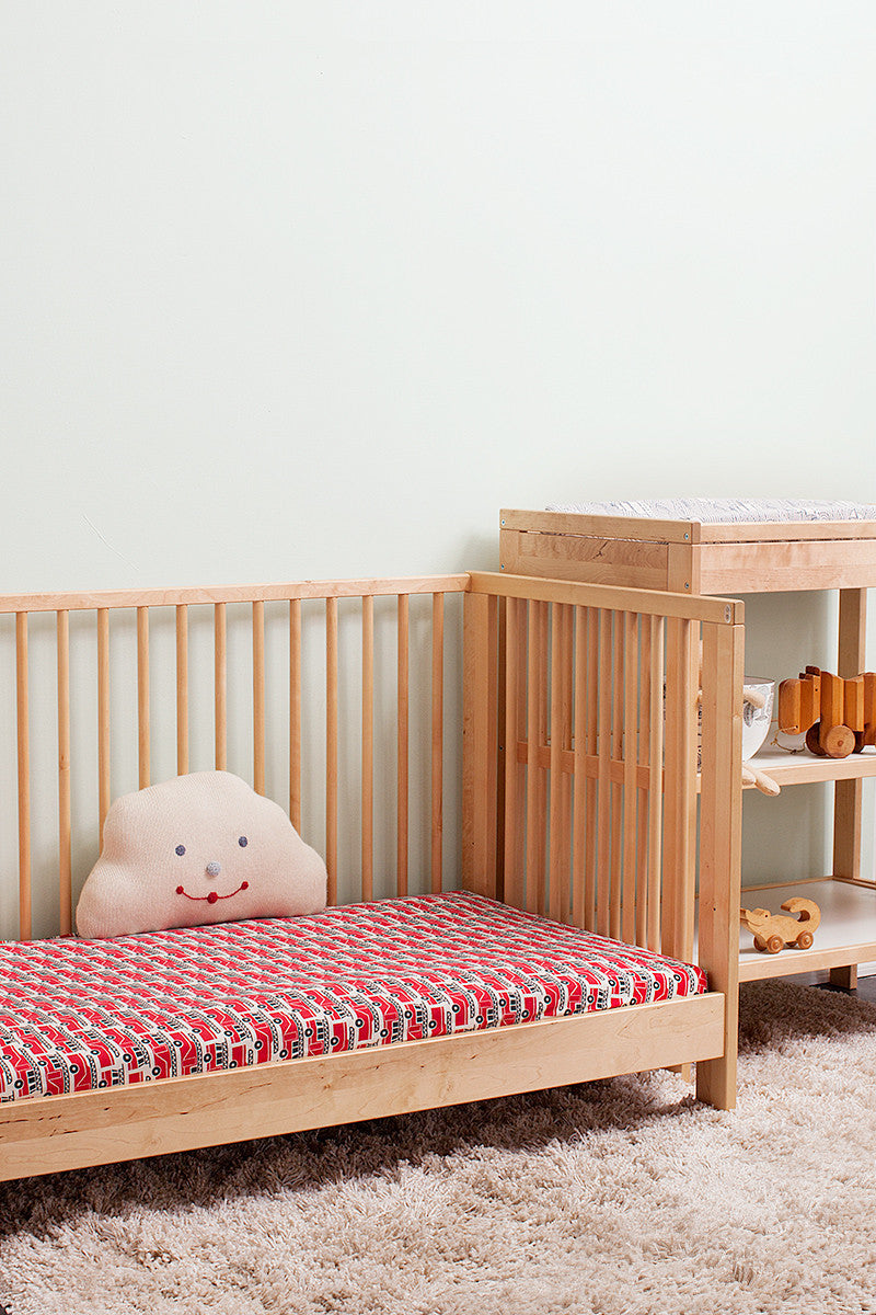 Fitted Crib Sheet - Firetrucks Red