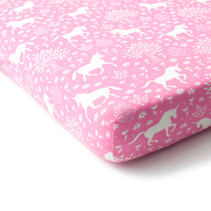 Fitted Crib Sheet - Magical Forest Pink
