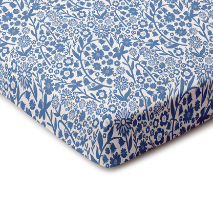 Fitted Crib Sheet - Dutch Floral Delft Blue