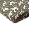 Fitted Crib Sheet - Horses Forest Green