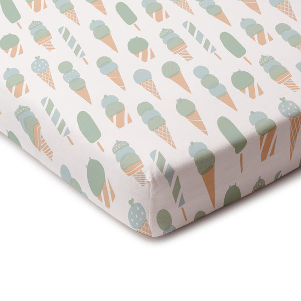 Fitted Crib Sheet - Ice Cream Mint & Blue