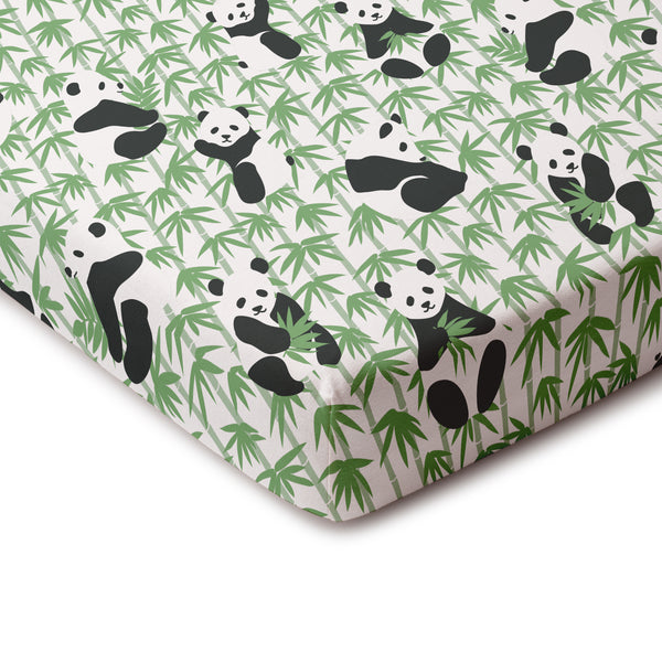 Fitted Crib Sheet - Pandas Green