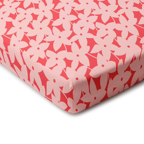 Fitted Crib Sheet - Pinwheel Flowers Pink