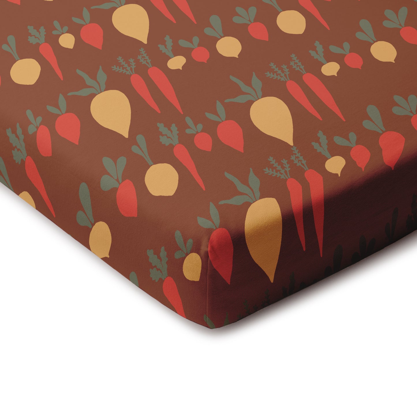 Fitted Crib Sheet - Root Vegetables Chestnut