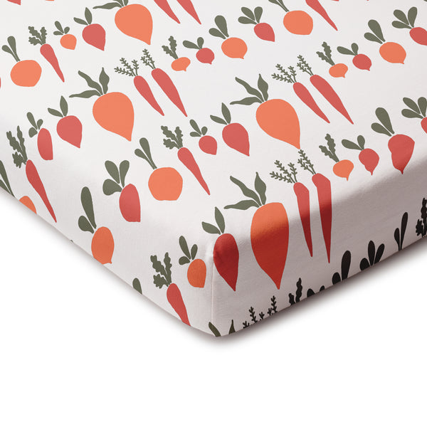 Fitted Crib Sheet - Root Vegetables Natural