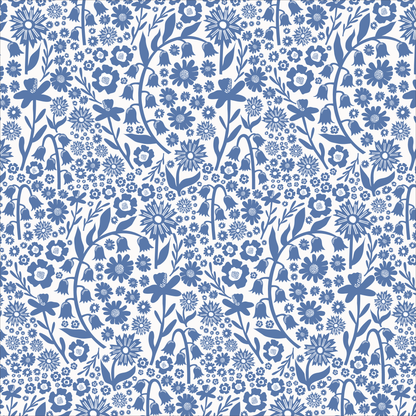 Long-Sleeve Lap Tee - Dutch Floral Delft Blue