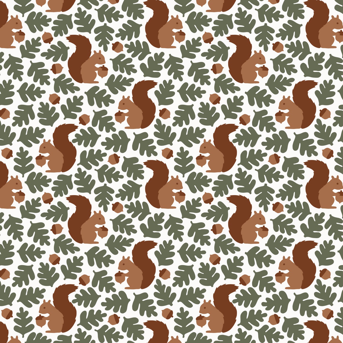 French Terry Blanket - Squirrels Forest Green