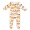 Footed Romper - Construction Yellow & Chestnut