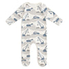 Footed Romper - Construction Slate Blue & Grey