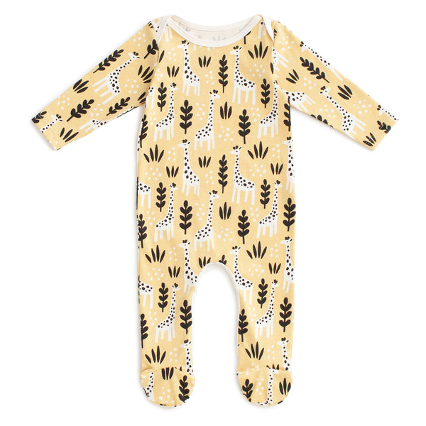 Footed Romper - Giraffes Pale Yellow
