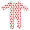 Footed Romper - Hearts Red & Pink