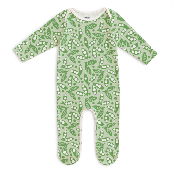 Footed Romper - Snow Peas Green