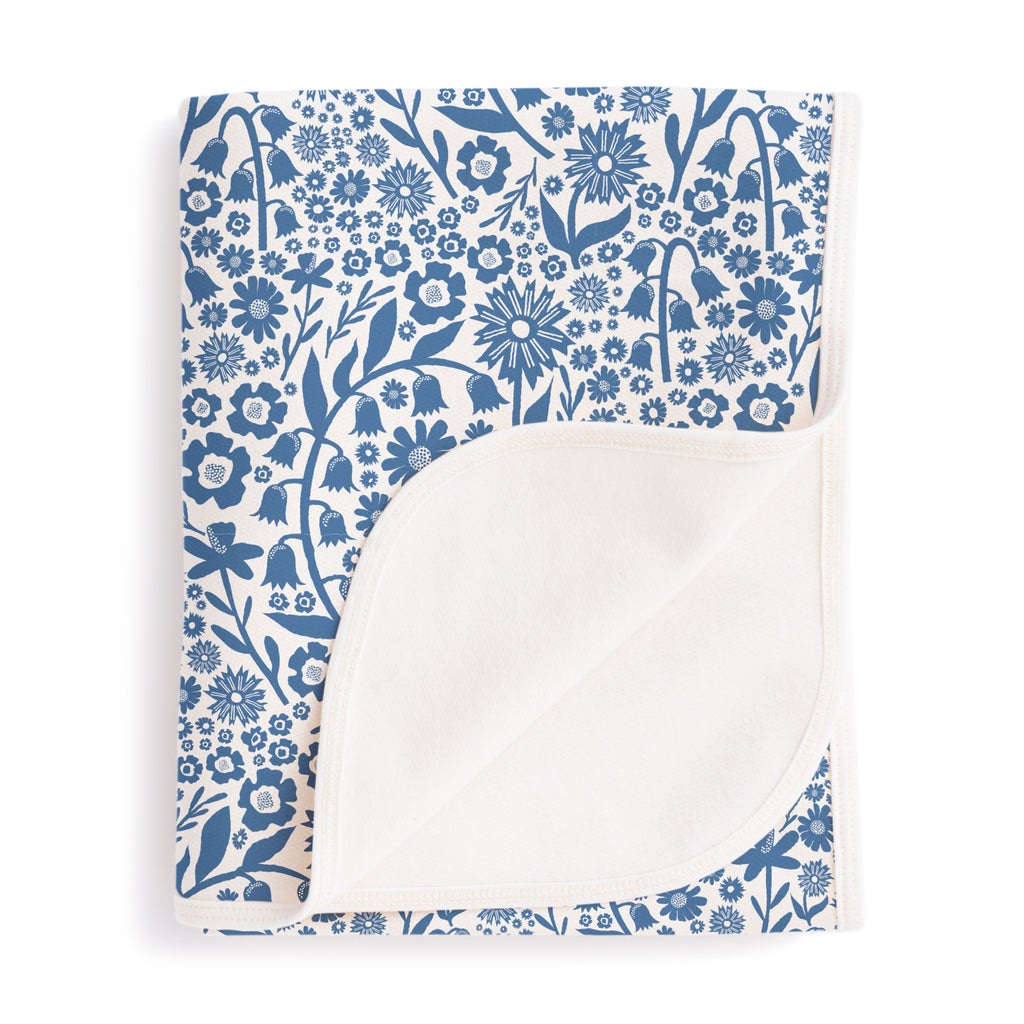 French Terry Blanket - Dutch Floral Delft Blue