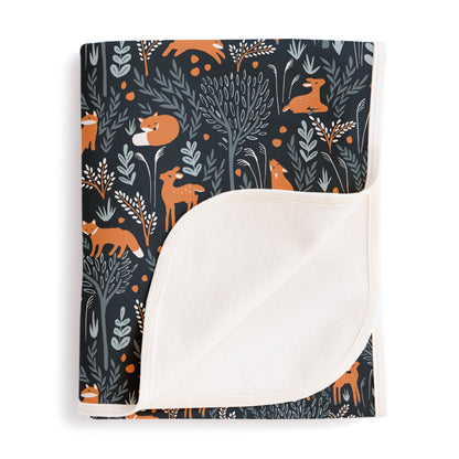 French Terry Blanket - Deer & Foxes Night Sky