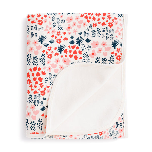 French Terry Blanket - Meadow Red, Pink & Navy