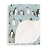 French Terry Blanket - Penguins Pale Blue
