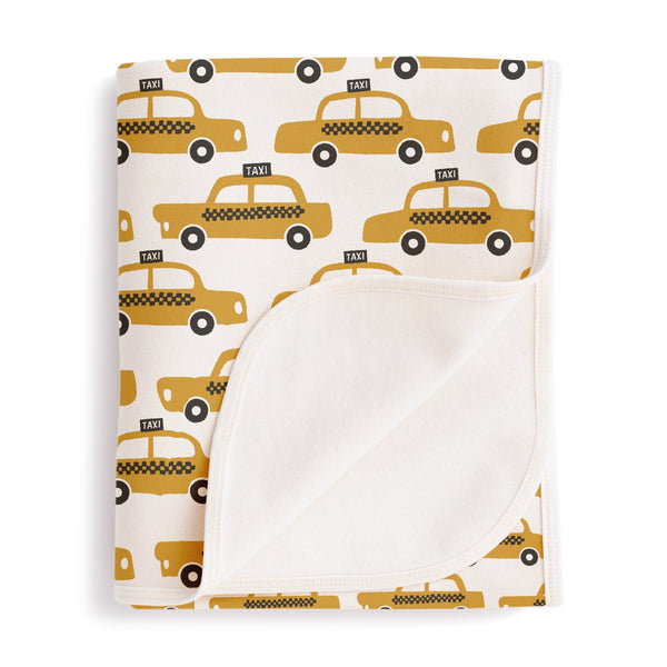 French Terry Blanket - Taxi Cabs Yellow