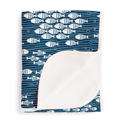 French Terry Blanket - Under The Sea Navy