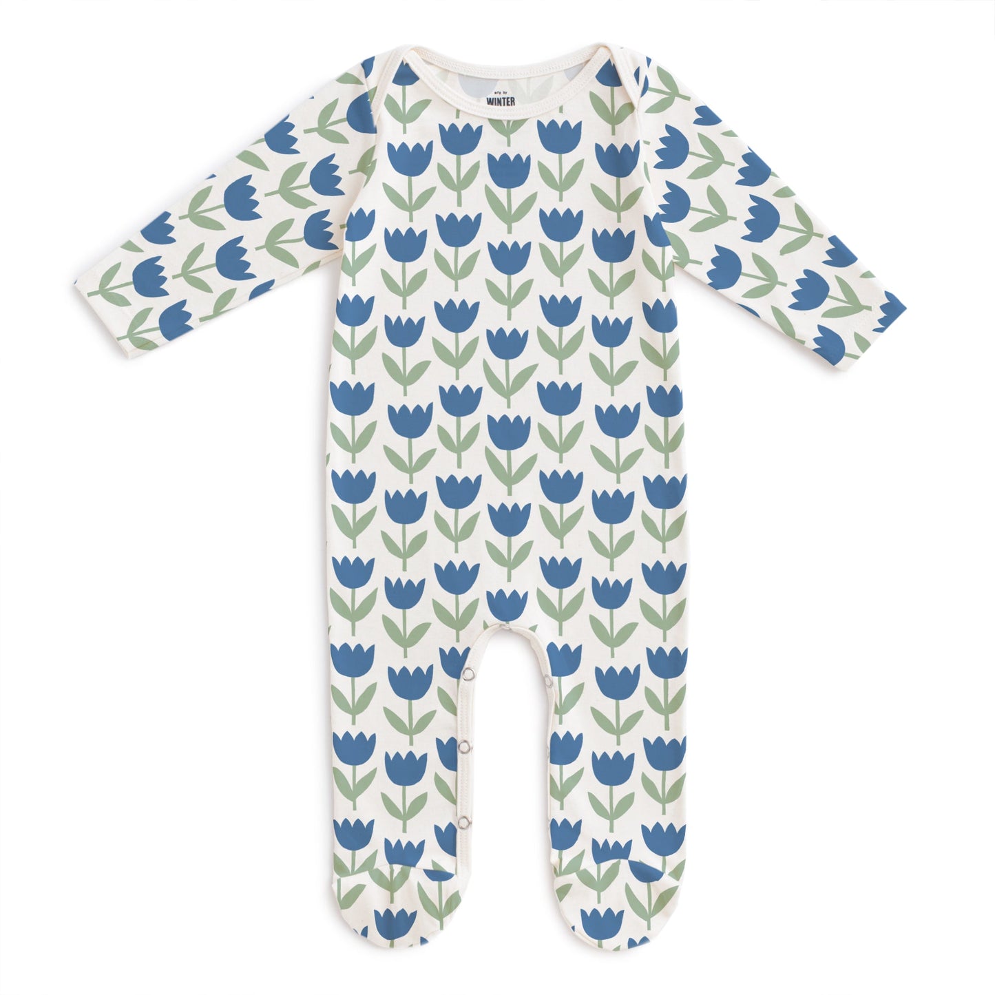 Footed Romper - Tulips Blue