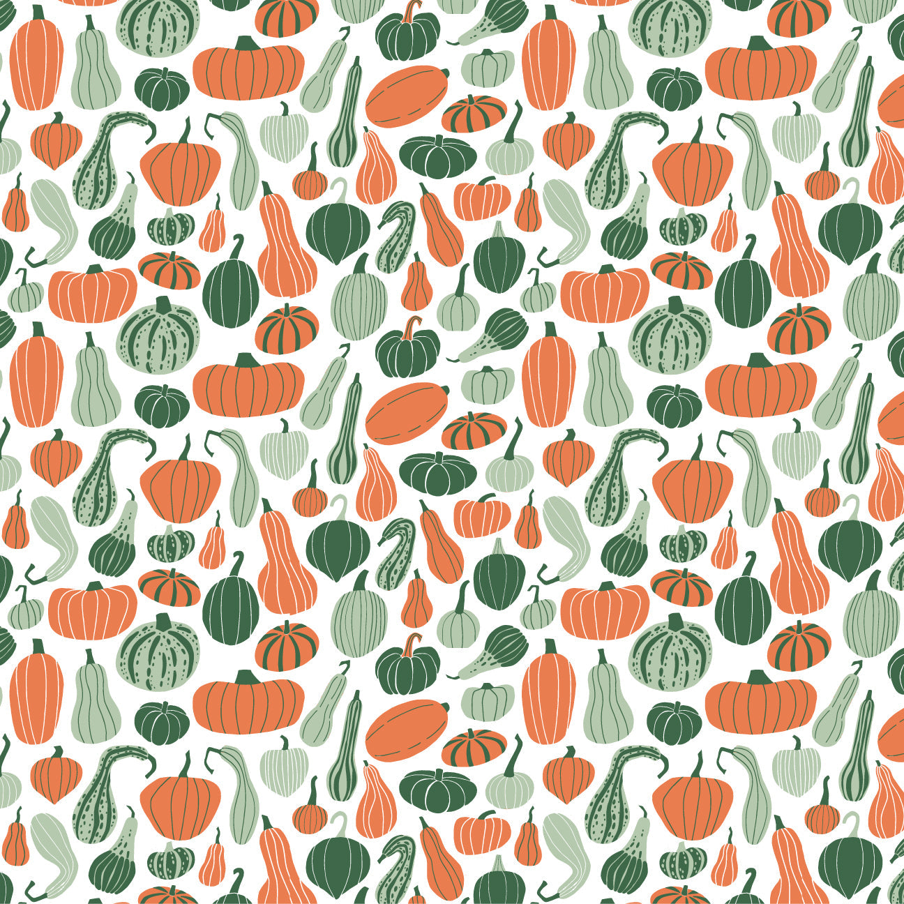 French Terry Jumpsuit - Gourds & Pumpkins Green & Orange