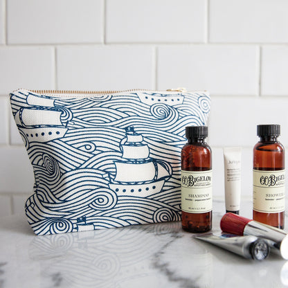 Canvas Gusset Pouch - Winter Scenic Pale Blue