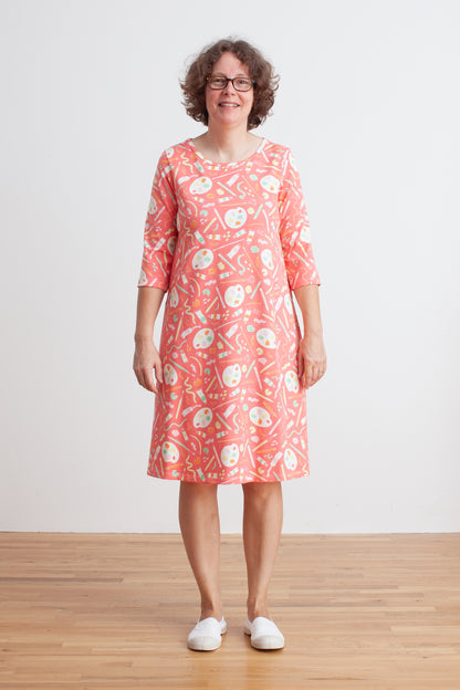 Women's Helsinki Dress - Art Supplies Coral
